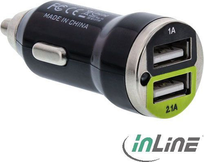 Karikues veture InLine Dual Charger 31502C, 2x USB A, 2.1A, i zi