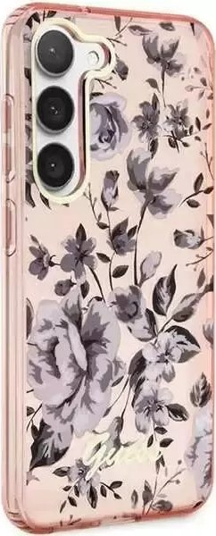 Kapak telefoni Guess GUHCS23SHCFWSP, Samsung Galaxy S23, hardcase Flower Collection, rozë me lule