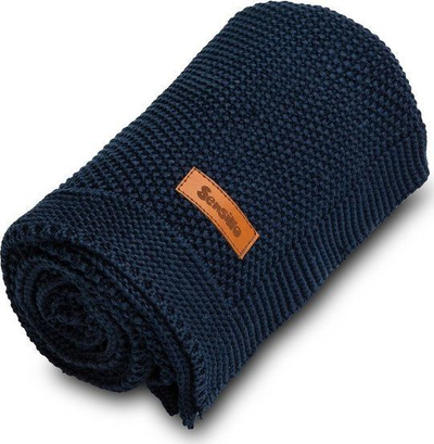 Batanije për bebe Sensillo Knitted Cotton, 80x100 cm, e kaltër e errët