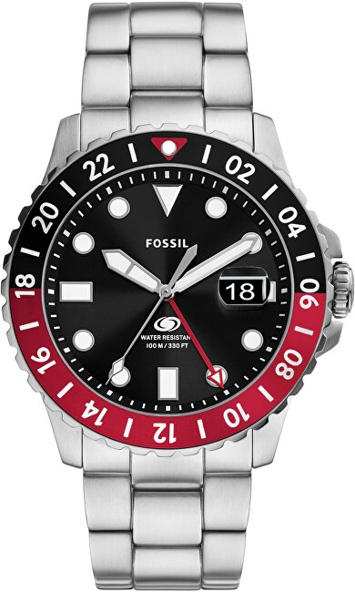 Orë dore për burra Fossil Blue GMT FS6092, ngjyrë argjendi