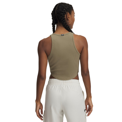 Kanotiere sportive Under Armour Rival Cropped Rib për goca, pa mëngë, jeshile