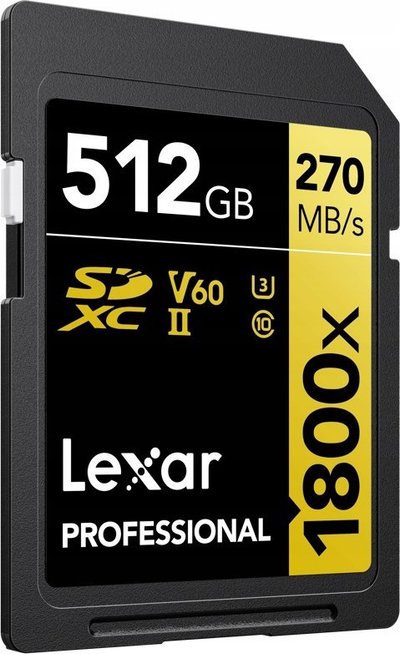 Kartë memorie Lexar Professional 1800x SDXC Gold Series, 512GB, UHS II U3