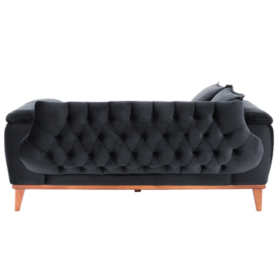 Divan krevati Bennington HM3250.01, 2 ulëse, 180x95x80 cm, i zi velvet