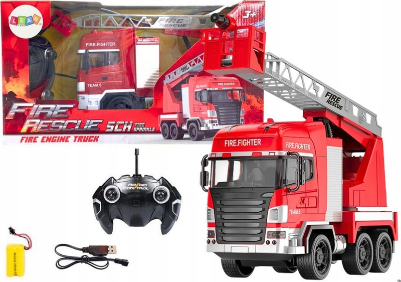 Kamion zjarrfikës LeanToys RC, me ujë, i shumëngjyrësh