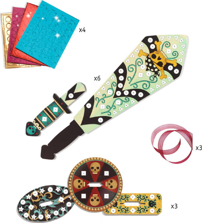 Set kreativ për shpatë pirati DIY Like a Pirate, mozaik me numra, për kalama 5+