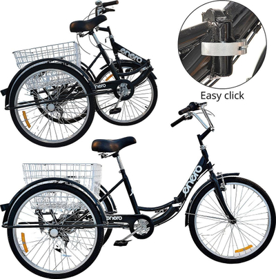 Преклопен велосипед 3-KOOWY 24", Shimano 6 брзини, црн