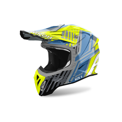 Kaskë motocross Airoh Aviator Ace 2 Proud, XL, Neon e verdhë blu gri e zezë