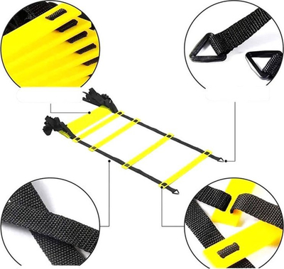 Shkallë stërvitore AG920 Coordination Training Ladder, 6m, 12 shkallë, e verdhë me të zezë