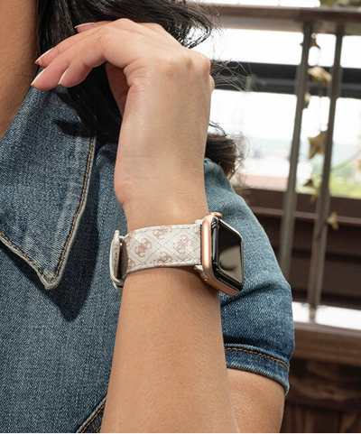 Rrip dore Guess për goca, për Apple Watch (38–41 mm), i bardhë