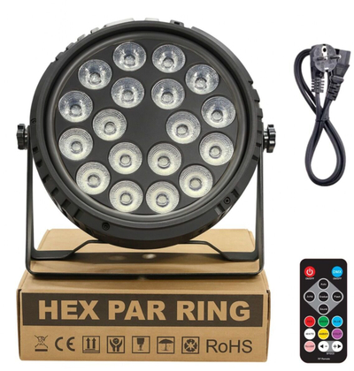 Reflektor skene LIGHT4ME HEX PAR RING, 18x6W, RGBWA+UV, i zi