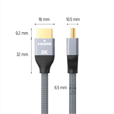Kabllo HDMI Wozinsky WHDMI-20, 2m, HDMI 2.1, ngjyrë argjendi