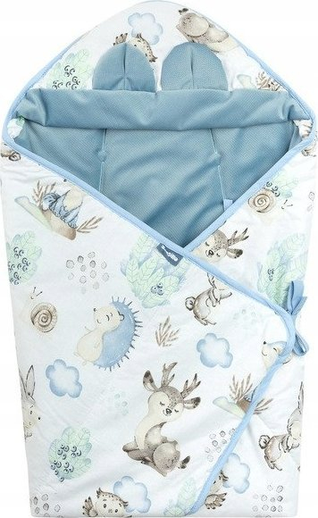 Batanije swaddle CARRY COT Velvet XL STROLL, për foshnje, blu