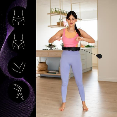 Hula hoop inteligjent One Fitness OHA01, rreth i rregullueshëm, me top graviteti, i zi