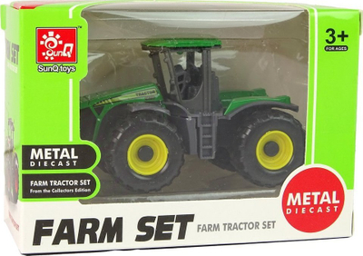 Lodër traktor bujqësor Green Tractor, plastikë, me rrota lëvizëse, jeshil