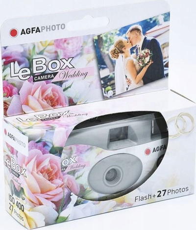 Kamerë analoge njëpërdorimëshe AgfaPhoto LeBox Wedding, 27 poza, me blic, gri