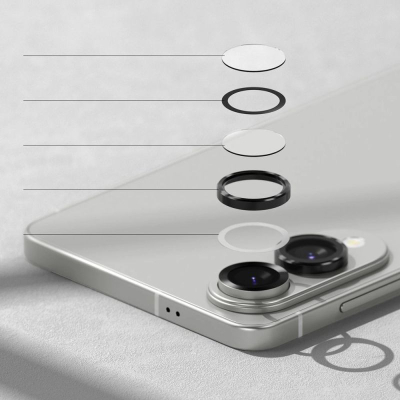Маска за заштита на камера Ringke Lens Frame Glass за Galaxy S25 Edge, сет 2 парчиња, алуминиум и зацврстено стакло, црна