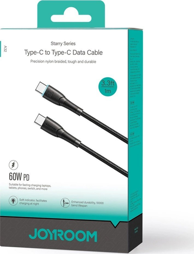 Kabllo USB C në USB C Joyroom Starry SA32 CC3, 60W, 1m, e zezë