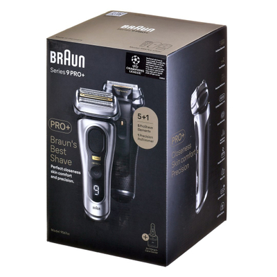 Rroje elektrike Braun Series 9 PRO+ 9567cc, stacion pastrimi dhe karikimi, argjendtë