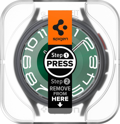 Xham mbrojtës Spigen Glass tR EZ Fit, set me 2 copë, për Samsung Galaxy Watch6 Classic 47mm, transparent