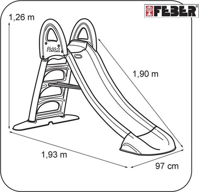 Rrëshqitëse plastike Feber The Water Slide 10, 1.9 m, për kalamaj 3+, shumëngjyrëshe