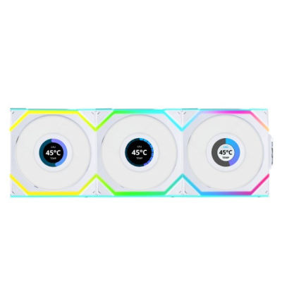 Ventilatorë kastore Lian Li UNI FAN SL Wireless LCD 120, 12 cm, set 3 copë, të bardhë