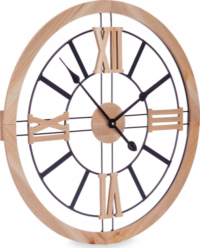 Orë muri Loft, MDF edhe metal, 60 cm, ngjyrë druni
