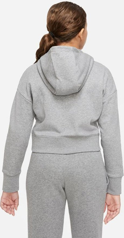 Bluzë me kapuç Nike Sportswear Club Cropped për goca, french terry, madhësia M, gri charcoal