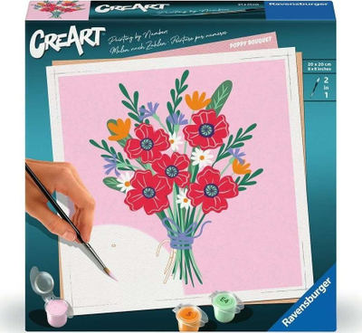Set pikturo me numra Ravensburger CreArt Adults Trend Poppy Bouquet, për të rritur, shumëngjyrësh