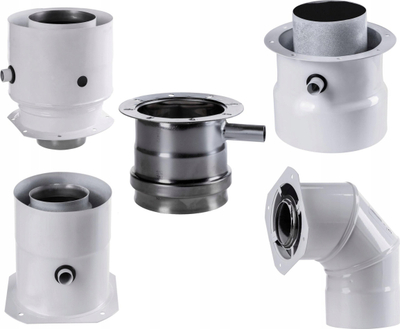 Adapter oxhaku SpiroFlex Junkers JCM 80/125, i drejtë, me gryka matëse, i bardhë
