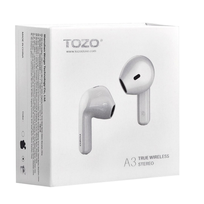 Безжични слушалки TOZO, Bluetooth 5.3, намалување на шум при повици, кутија за полнење USB C, бели