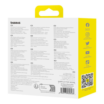 Kufje Bluetooth Baseus WM02 TWS, pa tela, me kuti karikimi, të zeza