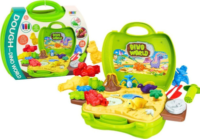 Set plasteline Lean Toys Dino World, 26 pjesë, valixhe kreative, jeshile