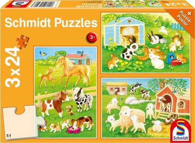 Puzzle për kalamaj Schmidt Spiele 3 Puzzles Cute Pets, set edukativ, shumëngjyrësh