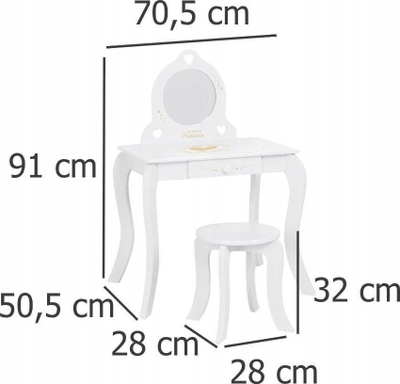 Tavolinë tualeti për kalamaj Atmosphera Dressing Table and Stool, MDF, me pasqyrë, shumëngjyrëshe