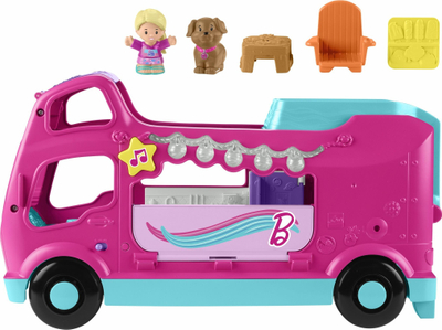 Lodër kamper Fisher-Price Little People Little Dream Camper, me drita edhe tinguj, me 2 figura, rozë