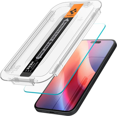 Mbrojtës ekrani Spigen EZ Fit GLAS.tR për iPhone 16, set me 2 copa, xham i temperum 9H, transparent