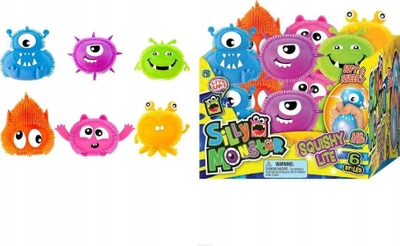 Top lodër antistres Sily Monster, me drita LED, si përbindësh i vogël, shumëngjyrësh