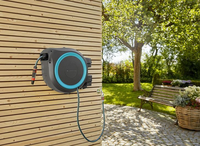 Bobinë muri për zorrë uji Gardena RollUp M/L, 25 m, gri blu