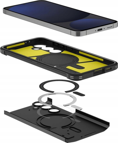 Mbulesë telefoni Spigen Tough Armor MagSafe, Samsung Galaxy S25, rezistente, e zezë