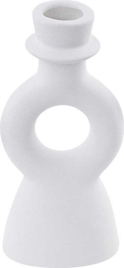 Mbajtëse qirinjsh SPARTA Ceramic, 17cm, qeramikë, e bardhë