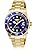 Orë dore Invicta Pro Diver, kuarc, çelik inox, ari blu