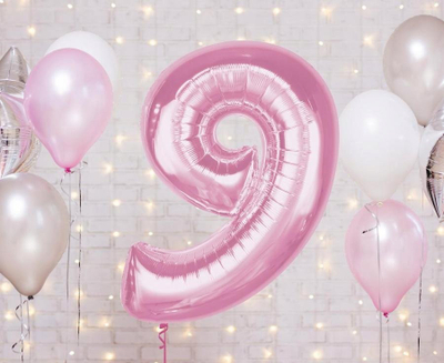 Balon alumini GODAN numri 9, 92cm, rozë