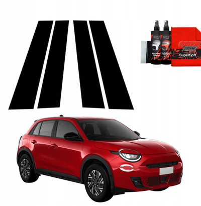 Folie mbrojtëse GRIZZ B C për Fiat 600 2023 2026, set 4 copë, me shkëlqim, e zezë