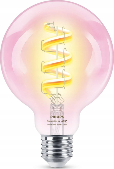 Llambë inteligjente Philips WiZ Filament Clear G95, E27, 6.3W RGB, shumëngjyrëshe
