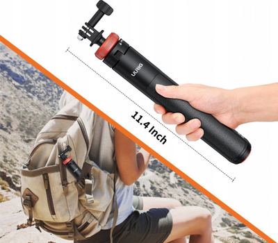 Tripod edhe selfie stick ULANZI U-TP-03, 127cm, për kamera action edhe kompakte, i zi portokalli