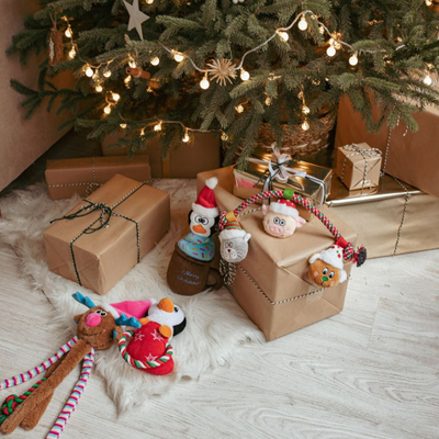 Lodër për qen Dingo Christmas Reindeer Rope, pelush me litar, 50cm, shumëngjyrëshe