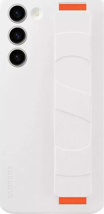 Kapak telefoni Samsung Silicone Grip Cover Galaxy S23+, silikon, me rrip dore, i bardhë