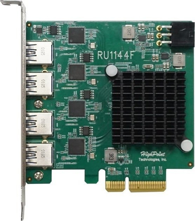 Kartë kontrolli USB HighPoint 1144F, 4 porta USB 3.2, PCIe 3.0 x4, e gjelbër