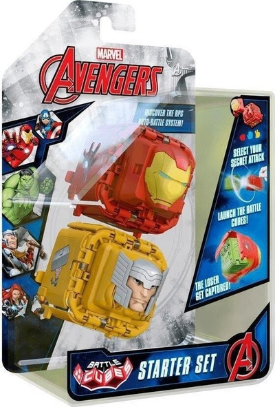 Игра со коцки Коби Battle Cubes Marvel Avengers, сет со 2 коцки, со колекционерски жетони