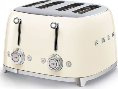 Toster Smeg TSF03, 4 feta, trup metalik, ngjyrë krem